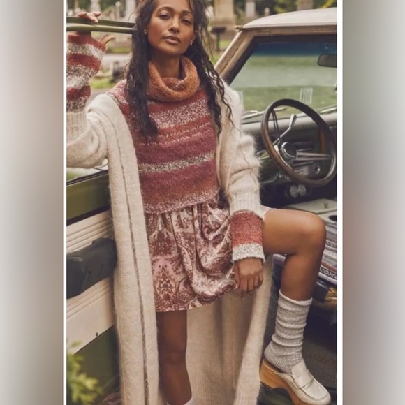 Free People My Girl Turtleneck Sunburst Combo Top Sweater Size Medium - Picture 6 of 14